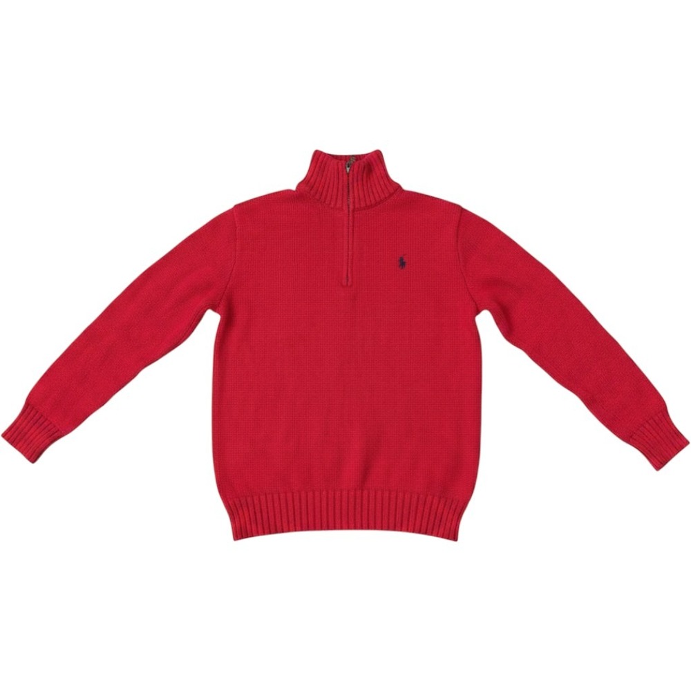 Polo Ralph Lauren boys red mock zip sweater L 14/16